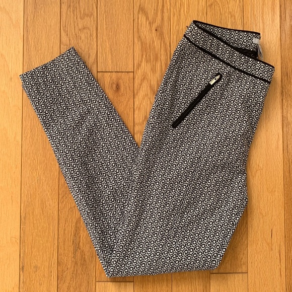 H&M Faux Leather Trim Geo Print Dress Pants size 8